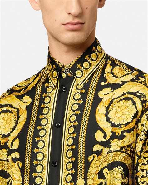 versace silk shirt sale|versace barroco print silk shirt.